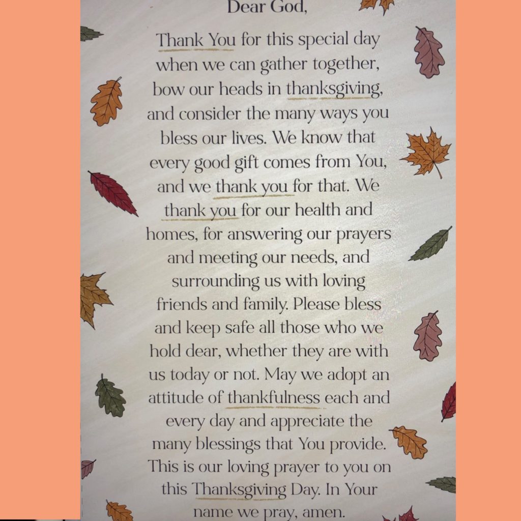 Thanksgiving Prayer 2019
